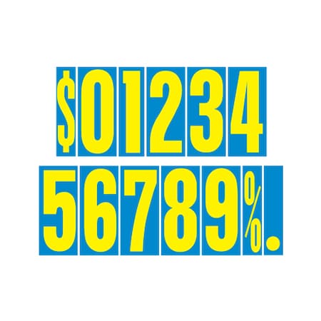 Ez Line 9 1/2" Yellow & Blue Adhesive Windshield Numbers: 4 Pk 211-EZ-4